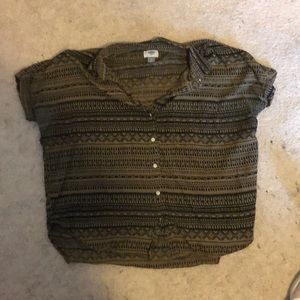 Green and black Aztec design shirt